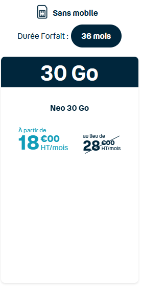FORFAIT 30GO SANS mobile 36M