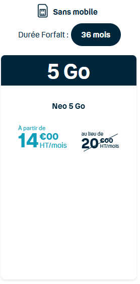 FORFAIT 5GO SANS mobile 36M