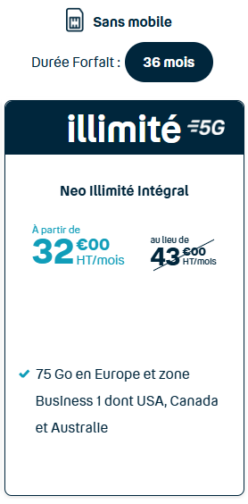 FORFAIT ILLIMITE INTEGRAL SANS mobile 36M