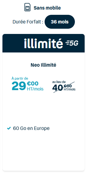 FORFAIT ILLIMITE SANS mobile 36M